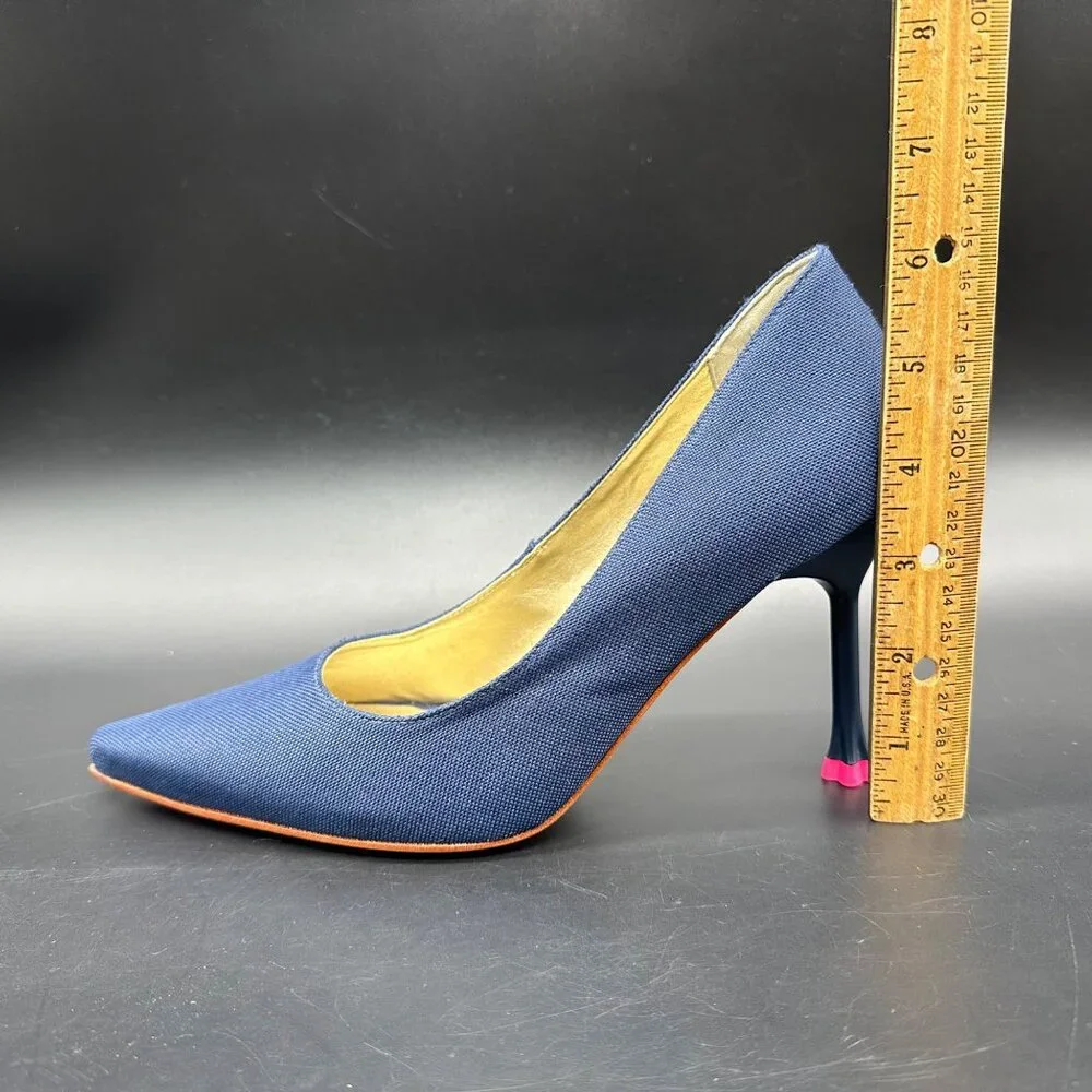 Claire Flowers Navy Blue Pointed Toe Heels Pumps Womens Size 7 Pointed Toe - Picture 14 of 14